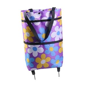 tofficu pull bag plastic tote bag trolly cart with wheels folding shopping cart folding cart with wheels tote bag with wheels foldable shopping cart with wheels oxford cloth shopping bag
