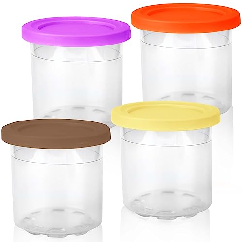 NQEUEPN 4pcs Ice Cream Pint Containers Tubs with Lids, Freezer Storage Replacement for Ninja Creami Pints Homemade for NC300 NC301 NC299AMZ Series