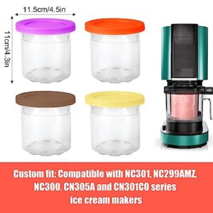 NQEUEPN 4pcs Ice Cream Pint Containers Tubs with Lids, Freezer Storage Replacement for Ninja Creami Pints Homemade for NC300 NC301 NC299AMZ Series