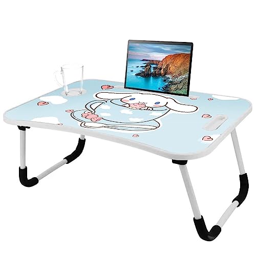 Kawaii Laptop Desk Foldable Kawaii Bed Desk Table Cute Folding Breakfast Tray Portable Lap Standing Desk Notebook Stand Reading Holder for Bed/Couch/Sofa/Floor