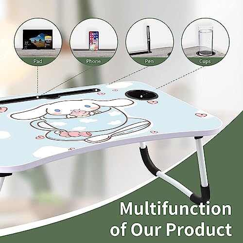 Kawaii Laptop Desk Foldable Kawaii Bed Desk Table Cute Folding Breakfast Tray Portable Lap Standing Desk Notebook Stand Reading Holder for Bed/Couch/Sofa/Floor