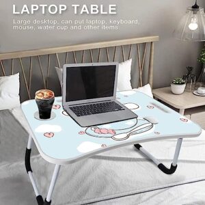 Kawaii Laptop Desk Foldable Kawaii Bed Desk Table Cute Folding Breakfast Tray Portable Lap Standing Desk Notebook Stand Reading Holder for Bed/Couch/Sofa/Floor