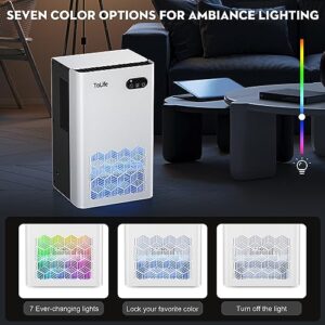 Dehumidifier, ToLife Dehumidifiers for Room, 95 OZ Water Tank, (950 sq.ft) Dehumidifiers for Basement Home Bathroom Bedroom with Auto Shut Off, 7 Colors LED Light, White