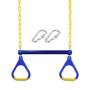 18" trapeze swing bar & 48" heavy duty chain with locking carabiners swing set accessories playground swing seat (blue)