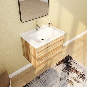 sybrioka floating bathroom vanity with ceramic sink, 28 inch modern vanity cabinet wall mounted, bath storage cabinet vanity set with wood door