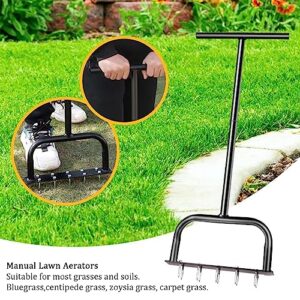 Yuzee Lawn Aerator, Aerator Lawn Tool 10 Nails and an Installation Tool, 32.83" Core Aerator with Garden Gloves Prevents Hand Wear and Tear, Use for Yard and Garden Compacted Soil Aerator Tool