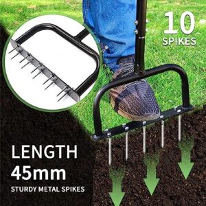 Yuzee Lawn Aerator, Aerator Lawn Tool 10 Nails and an Installation Tool, 32.83" Core Aerator with Garden Gloves Prevents Hand Wear and Tear, Use for Yard and Garden Compacted Soil Aerator Tool