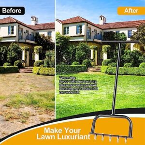 Yuzee Lawn Aerator, Aerator Lawn Tool 10 Nails and an Installation Tool, 32.83" Core Aerator with Garden Gloves Prevents Hand Wear and Tear, Use for Yard and Garden Compacted Soil Aerator Tool