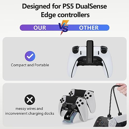 PS5 Edge Controller Battery Pack, 3500mAh Fast Charging, Portable Mini Charger, No Interfere The Back Triggers - Extra Battery Life for Playstation 5 Edge Controller, Ps5 Accessories