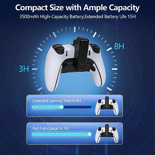 PS5 Edge Controller Battery Pack, 3500mAh Fast Charging, Portable Mini Charger, No Interfere The Back Triggers - Extra Battery Life for Playstation 5 Edge Controller, Ps5 Accessories