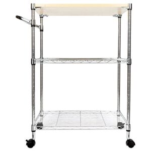 mengk 3-tier rolling kitchen storage trolley cart - steel island movable utility service with drawer and lower basket