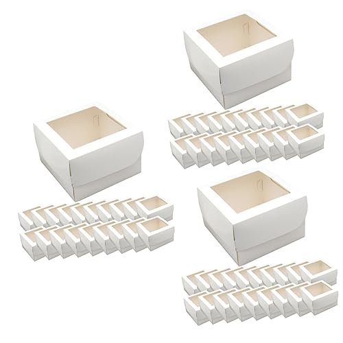 HEMOTON 60 Pcs Cookie Display Box Clear Box Treat Boxes with Window Mini Gift Boxes Chocolate Gift Box Mini Cake Boxes Baking Accessories Cookie Holder for Home Paperboard Cookie Box Donut