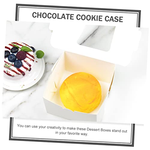 HEMOTON 60 Pcs Cookie Display Box Clear Box Treat Boxes with Window Mini Gift Boxes Chocolate Gift Box Mini Cake Boxes Baking Accessories Cookie Holder for Home Paperboard Cookie Box Donut