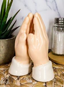 "home décor accents" inspirational religious themed praying hands ceramic salt pepper shakers set - home accents 33-kl1-9860