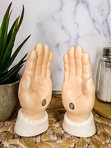 "Home Décor Accents" Inspirational Religious Themed Praying Hands Ceramic Salt Pepper Shakers Set - Home Accents 33-kl1-9860