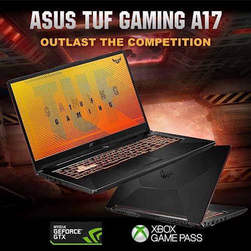 ASUS 2023 TUF A17 17.3" 144Hz FHD Gaming Laptop, AMD Ryzen 5 4600H, NVIDIA GeForce GTX 1650, 64GB RAM, 2TB PCIe SSD, RGB Backlit Keyboard, Windows 11, Bonfire Black, 32GB USB Card Included