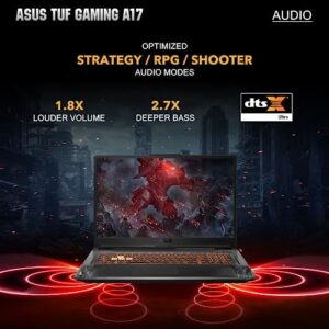 ASUS 2023 TUF A17 17.3" 144Hz FHD Gaming Laptop, AMD Ryzen 5 4600H, NVIDIA GeForce GTX 1650, 64GB RAM, 2TB PCIe SSD, RGB Backlit Keyboard, Windows 11, Bonfire Black, 32GB USB Card Included