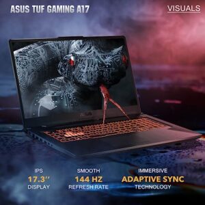 ASUS 2023 TUF A17 17.3" 144Hz FHD Gaming Laptop, AMD Ryzen 5 4600H, NVIDIA GeForce GTX 1650, 64GB RAM, 2TB PCIe SSD, RGB Backlit Keyboard, Windows 11, Bonfire Black, 32GB USB Card Included