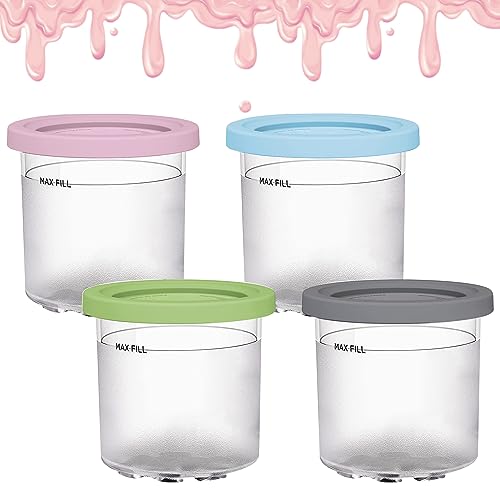 OYUPSX Creami Ninjia, Ice Cream Containers, Replacement Pints and Lids for Ninja Creami, Compatible with NC299AMZ & NC300s Series Ice Cream Maker. BPA Free, Safe Leak Proof, Dishwasher Safe (4 pcs)