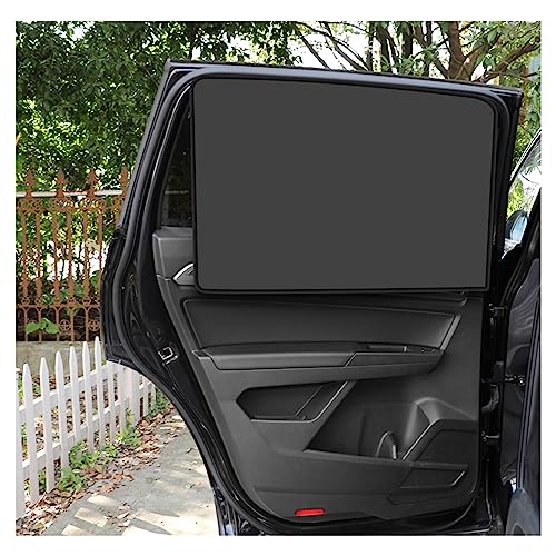 Kewucn Car Window Sun Shade, 2PCS Auto Front and Rear Windshield Curtains with Magnetic, UV Rays Protection&Sun Heat Block Car Window Covers, Universal Privacy Sunshades for Cars (Black-Back Window)