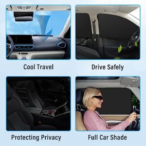 Kewucn Car Window Sun Shade, 2PCS Auto Front and Rear Windshield Curtains with Magnetic, UV Rays Protection&Sun Heat Block Car Window Covers, Universal Privacy Sunshades for Cars (Black-Back Window)