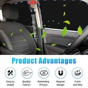 Kewucn Car Window Sun Shade, 2PCS Auto Front and Rear Windshield Curtains with Magnetic, UV Rays Protection&Sun Heat Block Car Window Covers, Universal Privacy Sunshades for Cars (Black-Back Window)