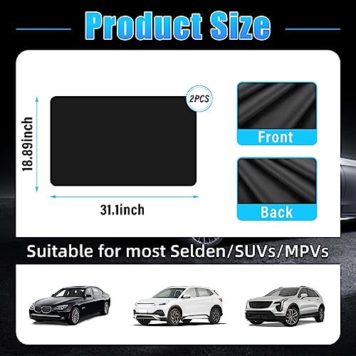 Kewucn Car Window Sun Shade, 2PCS Auto Front and Rear Windshield Curtains with Magnetic, UV Rays Protection&Sun Heat Block Car Window Covers, Universal Privacy Sunshades for Cars (Black-Back Window)