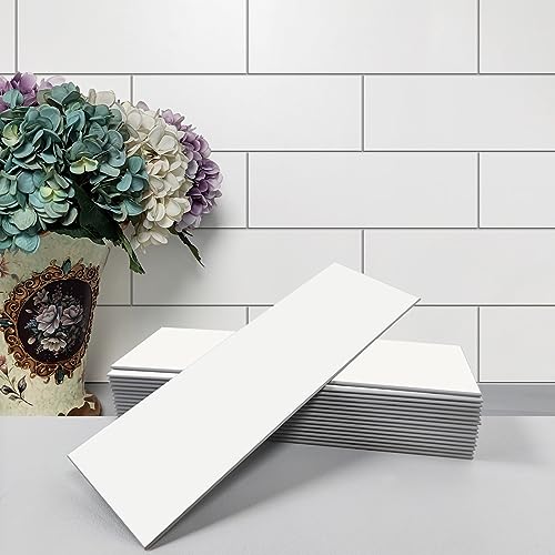 Avant Decor | Sample Tile | Stone Composite Subway Solid Color Tiles | Peel and Stick Kitchen Backsplash Tiles | Wall Tiles | 4” x 12” | Bex Metro Matte Cotton