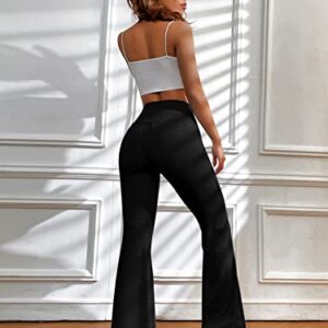 SOLY HUX Women's High Waisted Flare Leggings Sweatpants Bell Bottoms Bootcut Yoga Pants Plain Solid Black S