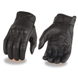 milwaukee leather mg7521 men's black leather gel padded palm motorcycle hand gloves w/rubberized protective knuckle - x-small