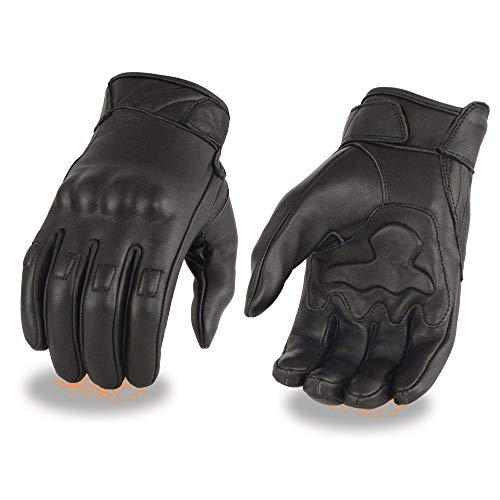 Milwaukee Leather MG7521 Men's Black Leather Gel Padded Palm Motorcycle Hand Gloves W/Rubberized Protective Knuckle - X-Small