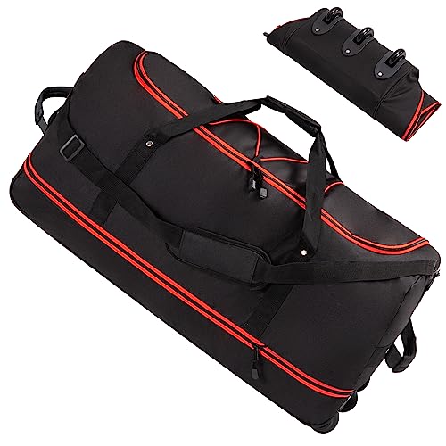 32'' Rolling Duffle Bag with Wheels-110/140L Expandable Wheeled Duffle Bag Luggage, Collapsible Rolling Duffel Bag with Bottom Anti-Slip Pads, Duffel bag with Wheels for Travel Camping Hiking