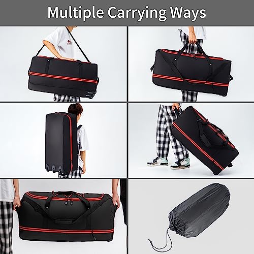 32'' Rolling Duffle Bag with Wheels-110/140L Expandable Wheeled Duffle Bag Luggage, Collapsible Rolling Duffel Bag with Bottom Anti-Slip Pads, Duffel bag with Wheels for Travel Camping Hiking