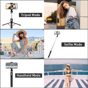 LOSODONA 44" Selfie Stick Tripod Cell Phone Tripod Bluetooth Selfie Stick Wireless Remote Tripods Compatible iPhone 14 13 12 pro Max, Android Samsung S23 S22(Black)