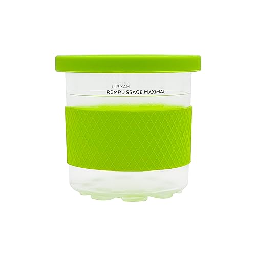 CXQ Replacement Ice Cream Pints with Silicone Lids and Sleeves，Compatible with Ninja Creami Ice Cream Maker, Model: NC301, NC300, NC299AMZ Series. (Green)