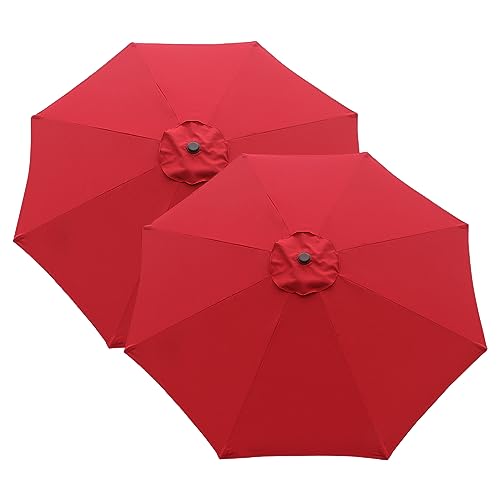 Garden lucky Replacement Umbrella Canopy for 9ft 8 ribs Mark Patio Umbrella 2pcs/Package Red