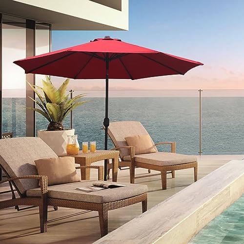 Garden lucky Replacement Umbrella Canopy for 9ft 8 ribs Mark Patio Umbrella 2pcs/Package Red