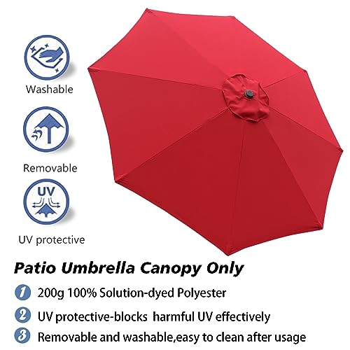 Garden lucky Replacement Umbrella Canopy for 9ft 8 ribs Mark Patio Umbrella 2pcs/Package Red