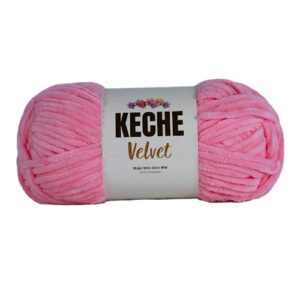 keche velvet yarn for crocheting, soft chenille bulky baby blanket amigurumi yarn 100 gr (132 yds) - baby pink