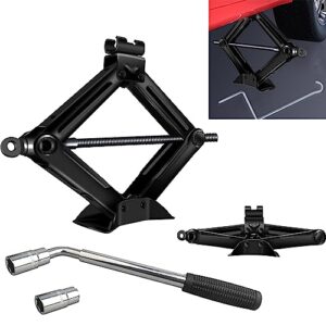 scissor jack for car with wheel wrench and ratchet, 17/19/21/23mm standard sockets, ideal for suv and auto, for emergency use