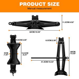 Scissor Jack for Car with Wheel Wrench and Ratchet, 17/19/21/23mm Standard Sockets, Ideal for SUV and Auto, for Emergency Use