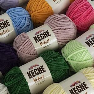 Keche Velvet Yarn for Crocheting, Soft Chenille Bulky Baby Blanket Amigurumi Yarn 100 gr (132 yds) - Hot Pink