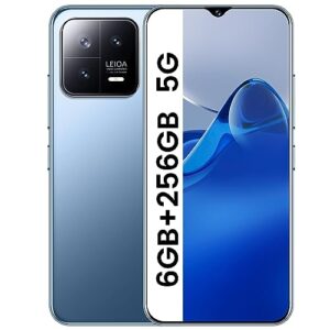 viqee m13pro unlocked cell phone, 6.7" hd screen unlocked phones, 6+256gb dual sim android 13 smartphone with 256g memory card, fingerprint lock & face id, long battery life (blue)