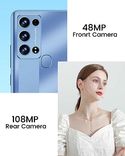 VIQEE Rion9Pro 5G Unlocked Cell Phones,6G+256GB Dual Sim Smartphone, Unlocked Mobile Phone with 6.72inch Waterdrop Screen, Android Phone 48+108 MP | 6800mAh | Fingerprint Lock & Face ID | (Blue)