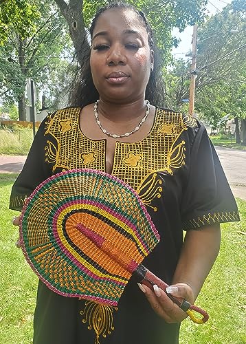 Woven African Handheld Fan, African fan, Church fan, Ankara tv fan, Summer fan, Sports Hand Fan for Men and Women. (M 400)