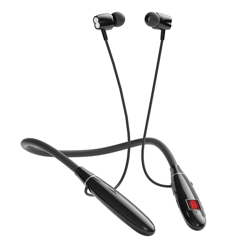 63H Playback Time Bluetooth 5.3 Neckband Bluetooth Headphones, in Ear Wireless Earphones with Digital Display, Game Mode, 7 EQ Modes, Support TF Card, Multi-point Connection, USB-C Fast Charging