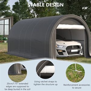 WYKDD 16' X 10' Carport, Heavy Duty Portable Garage/Storage Tent ， Garden Tools, Outdoor Work, Gray