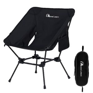 moon lence portable camping chair, compact backpacking chair folding chair with side pockets portable chair lightweight heavy duty for hiking