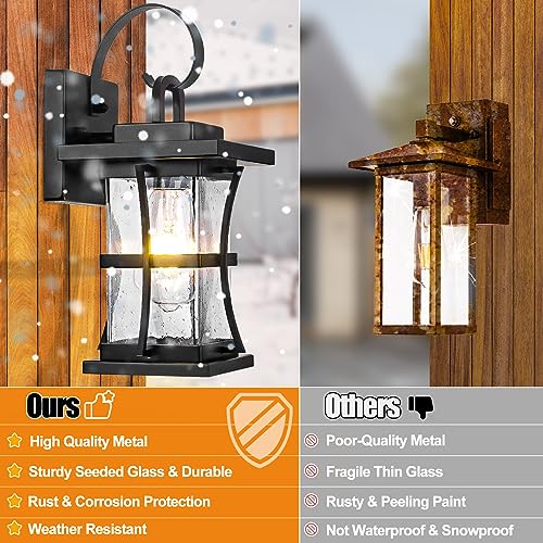 2 Packs Outdoor Wall Light - Modern Black Exterior Light Fixture Waterproof Porch Sconces Wall Mounted Lighting, Anti-Rust Rustic Wall Sconce for House Garage, Doorway, Front Door Entryway, E26