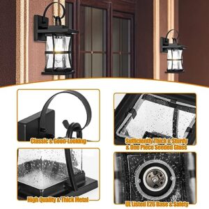 2 Packs Outdoor Wall Light - Modern Black Exterior Light Fixture Waterproof Porch Sconces Wall Mounted Lighting, Anti-Rust Rustic Wall Sconce for House Garage, Doorway, Front Door Entryway, E26